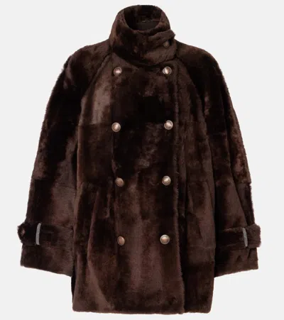 BRUNELLO CUCINELLI DOUBLE-BREASTED SHEARLING JACKET