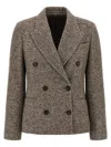 Brunello Cucinelli Double-breasted Silk Blend Blazer Blazers Brown