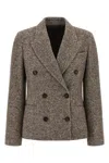 Brunello Cucinelli Wool Double-breasted Jacket With Front Pockets In Brown