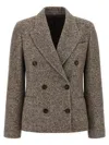 Brunello Cucinelli Wool Double-breasted Jacket With Front Pockets In Brown