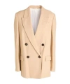 Brunello Cucinelli Double Breasted Solid Blazer In Brown