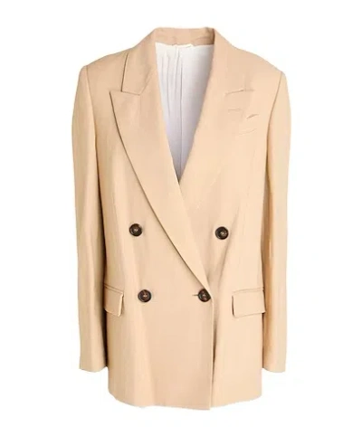 Brunello Cucinelli Double Breasted Solid Blazer In Brown