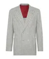 Brunello Cucinelli Double-breasted Blazer In Pinstripe Pattern In Gray