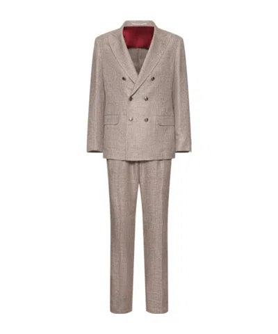 Brunello Cucinelli Double-breasted Suit In Purple