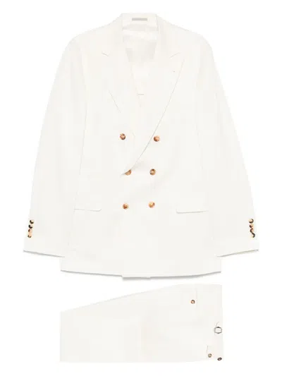 Brunello Cucinelli Double-breasted Suit In Neutral