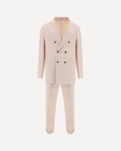 Brunello Cucinelli Double-breasted Suit In Pink