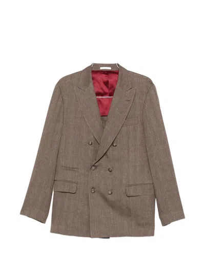 Brunello Cucinelli Double-breasted Suit In Brown
