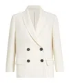 Brunello Cucinelli Women White Blazer With Classic Lapels And Front Patch Pockets In Twill Woman In White