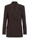 Brunello Cucinelli Double-breasted Tailored Blazer In Brown