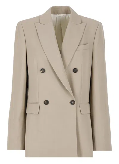Brunello Cucinelli Double-breasted Tailored Jacket In Beige