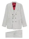Brunello Cucinelli Men Wool And Silk Double-breasted Suit In Gray