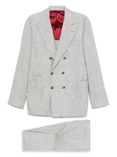 Brunello Cucinelli Double-breasted Tailored Suit In White