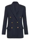 Brunello Cucinelli Double-breasted Textured Blazer In Blue
