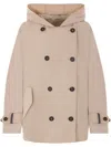 Brunello Cucinelli Double-breasted Jacket With Hood And Flap Pockets In Beige