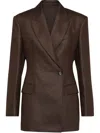Brunello Cucinelli Double-breasted Twill Blazer In Brown