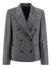 Brunello Cucinelli Double-breasted Twill Blazer In Gray