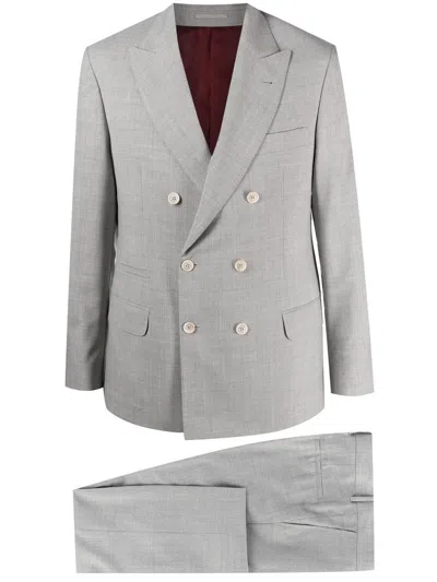 Brunello Cucinelli Double-breasted Two-piece Suite In Grey