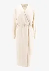 Brunello Cucinelli Double-breasted V-neck Dress In Neutral