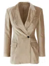Brunello Cucinelli Velvet Blazer With Back Vent And Flap Pockets In C4087