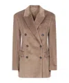 Brunello Cucinelli Corduroy Double-breasted Jacket In Brown