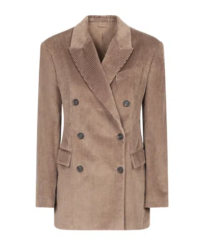 BRUNELLO CUCINELLI BRUNELLO CUCINELLI DOUBLE-BREASTED VELVET BLAZER