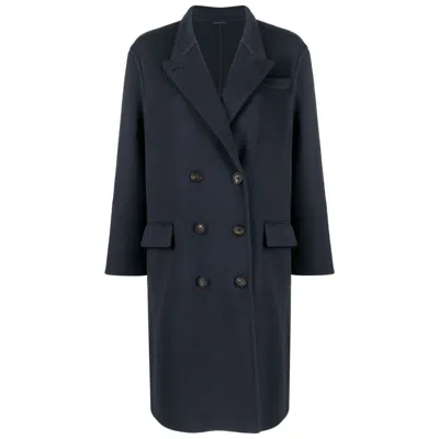 Brunello Cucinelli Double-breasted Virgin Wool Coat In Black