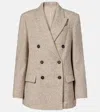 Brunello Cucinelli Double-breasted Wool And Silk-blend Blazer In Neutral