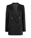 Brunello Cucinelli Double-breasted Wool Blazer In Black