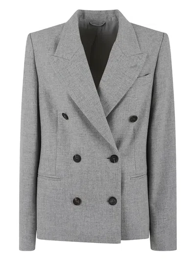 Brunello Cucinelli Double-breasted Wool Blazer In Gray