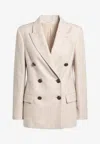Brunello Cucinelli Beige Double-breasted Jacket In Wool And Cashmere In Sand