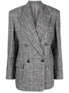 Brunello Cucinelli Double-breasted Checked Bouclé-tweed Blazer In Grey