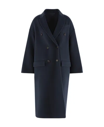 Brunello Cucinelli Double-breasted Wool-cashmere Coat In Black