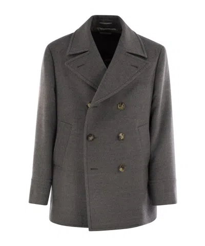 BRUNELLO CUCINELLI DOUBLE BREASTED WOOL COAT