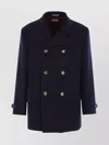 Brunello Cucinelli Double-breasted Wool Coat With Peak Lapels In Blue