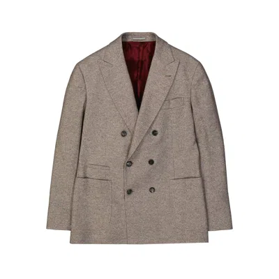 Brunello Cucinelli Double-breasted Wool Jacket In Beige