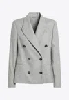 Brunello Cucinelli Wool Jacket Double Breasted Structure Shoulders In Gray