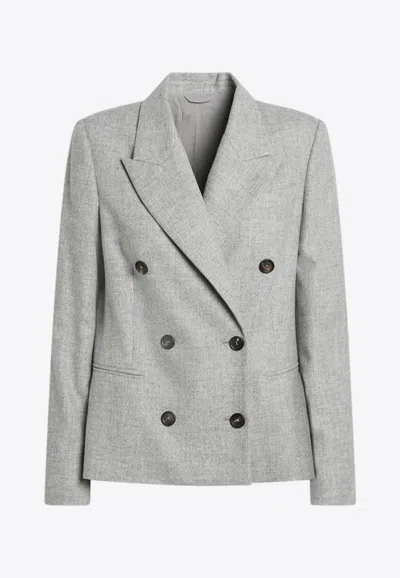 Brunello Cucinelli Double-breasted Wool Jacket In Gray