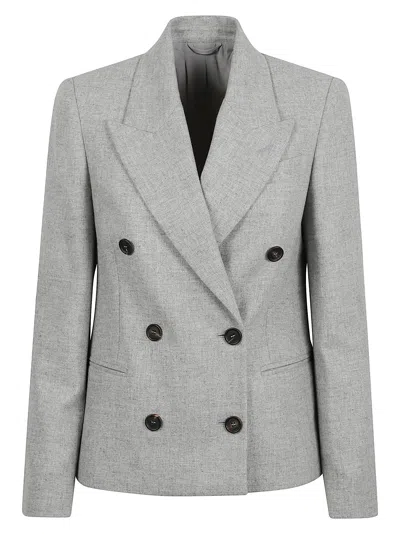 Brunello Cucinelli Double-breasted Wool Jacket In Gray