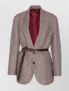 Brunello Cucinelli Double-breasted Wool Jacket With Belted Waist