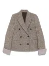 Brunello Cucinelli Double-breasted Wool Short Coat Clothing In Brown