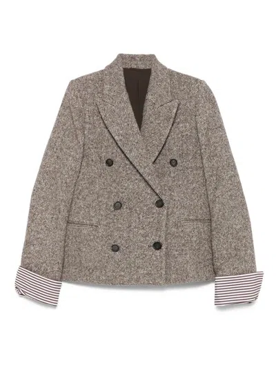 BRUNELLO CUCINELLI DOUBLE-BREASTED WOOL SHORT COAT