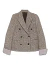 Brunello Cucinelli Double-breasted Wool Short Coat Clothing In Gray