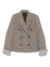 Brunello Cucinelli Double-breasted Wool Short Coat Clothing In Gray