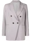 Brunello Cucinelli Double-breasted Woven Suit Jacket In Purple