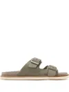 Brunello Cucinelli Double-buckle Suede Sandals In Green
