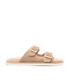 Brunello Cucinelli Men's Beige Suede Leather Sandals With Decorative Buckle Detail In Nude