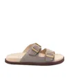 Brunello Cucinelli Double Buckled Strapped Sandals In Brown
