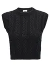 Brunello Cucinelli Black Dazzling Double Cable Knit Vest