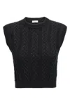 Brunello Cucinelli Black Dazzling Double Cable Knit Vest