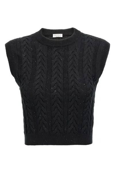 BRUNELLO CUCINELLI BRUNELLO CUCINELLI DOUBLE CABLE DAZZLING VEST